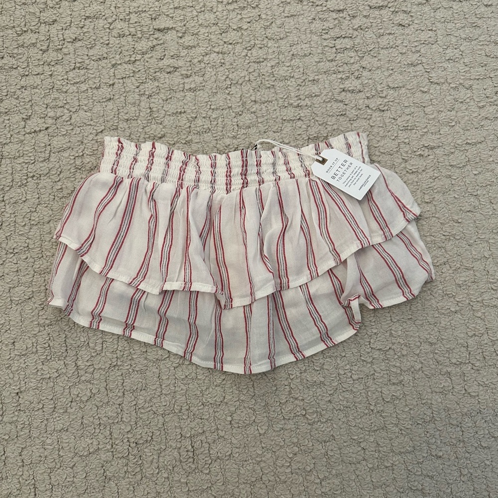 American Eagle Striped Ruffle Tube Top